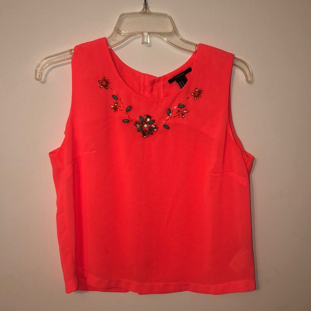 Forever 21 Neon Orange Jewel Tank